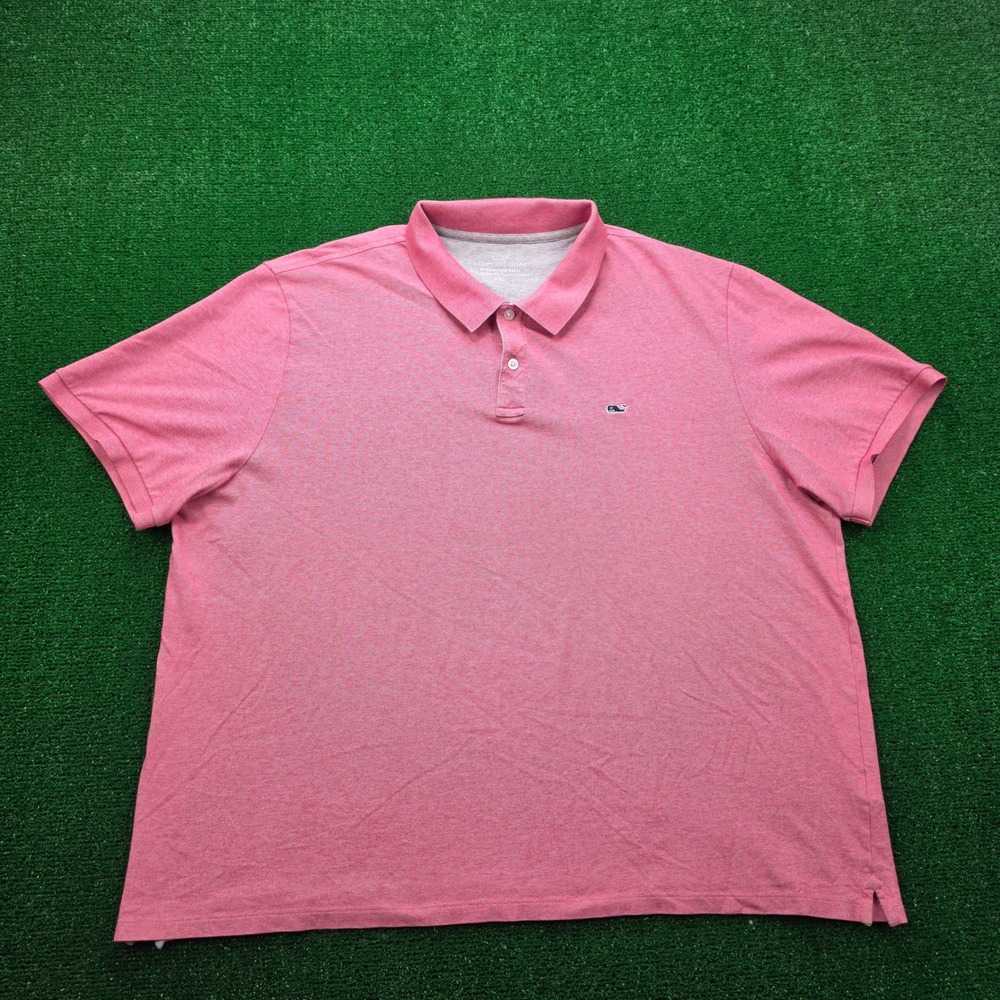 Vineyard Vines Edgartown Polo Mens 2XL Pink Heather Performance Whale Logo Golf